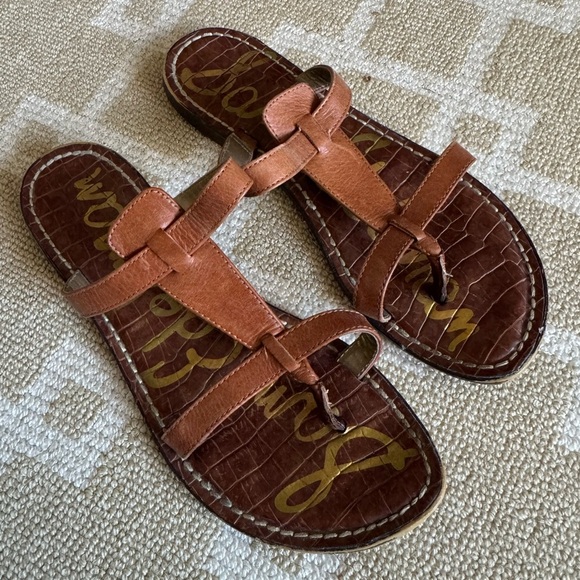Sam Edelman Kira Brown Leather Thong Slide Sandals Flat Casual Boho Shoes Size 9 - Picture 8 of 10
